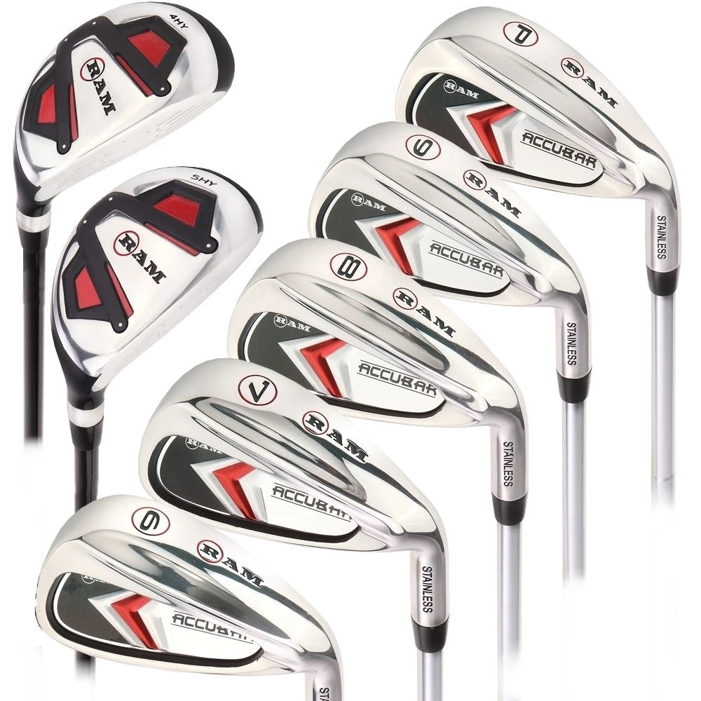 Ram Golf Accubar Mens Left Hand Iron Set 6-7-8-9-PW - FREE HYBRID INCLUDED 3 Ram Golf Accubar Mens Left Hand Iron Set 6-7-8-9-PW - FREE HYBRID INCLUDED