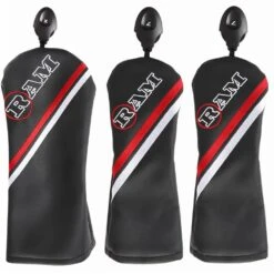 Ram FX Golf Club Headcovers For Driver, Woods And Hybrid, Black (1-3-X)