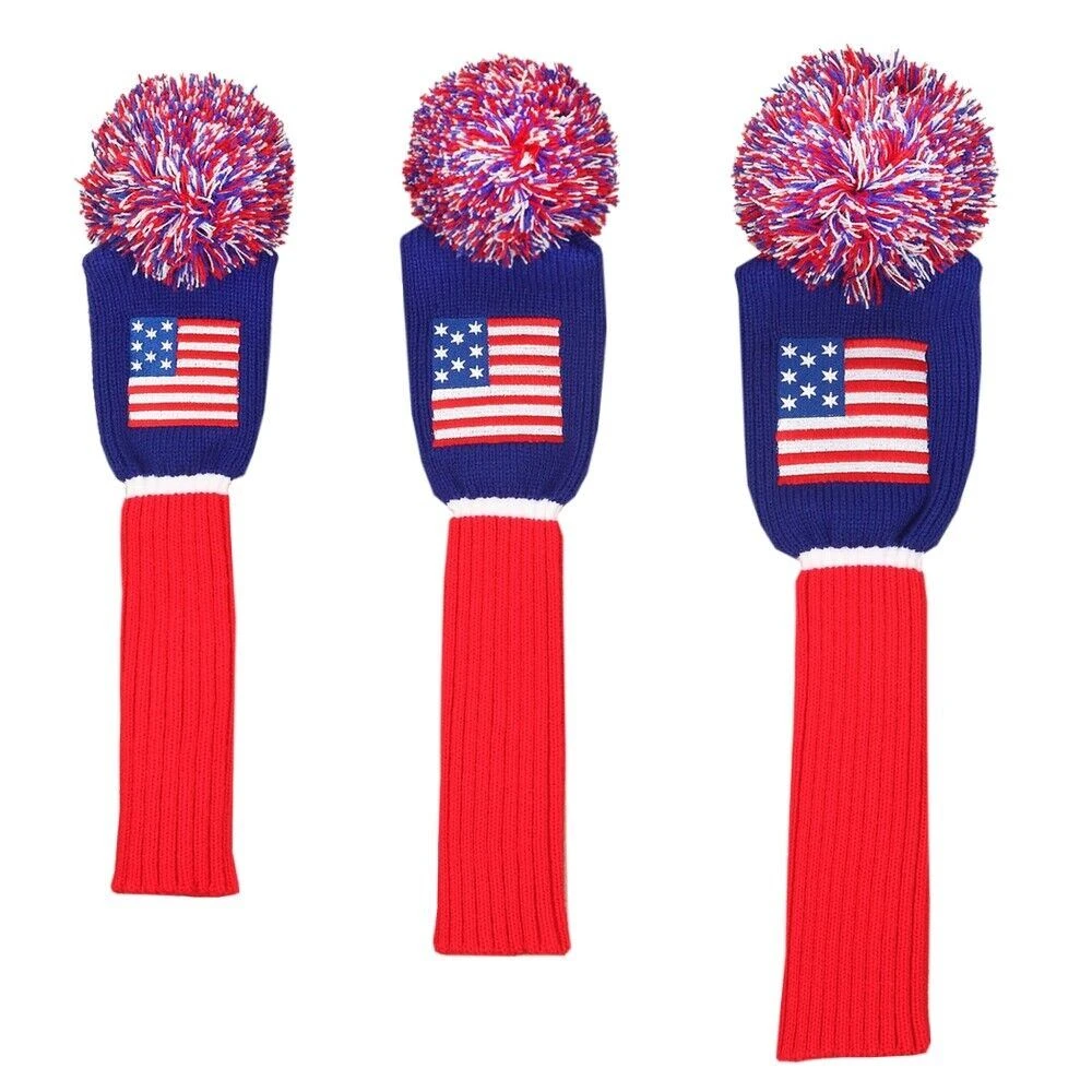 Ram USA Stars And Stripes Knitted Golf Headcover Set For Driver, Wood And Hybrid 3 Ram USA Stars And Stripes Knitted Golf Headcover Set For Driver, Wood And Hybrid