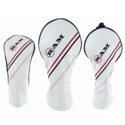 Ram FX Golf Club Headcovers For Driver, Woods And Hybrid, White (1-3-X)