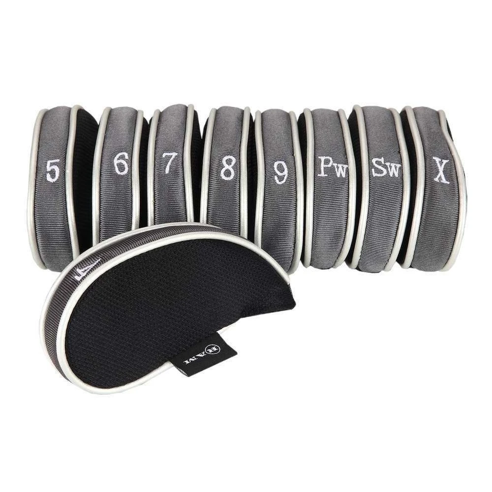 Ram Golf 9pc Iron Cover Set 4-5-6-7-8-9-PW-SW-X - Fabric Club Protectors 3 Ram Golf 9pc Iron Cover Set 4-5-6-7-8-9-PW-SW-X - Fabric Club Protectors